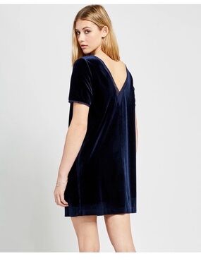 Gentle Fawn Claire Velvet Short Sleeve V-Neck Back Mini Dress - Navy